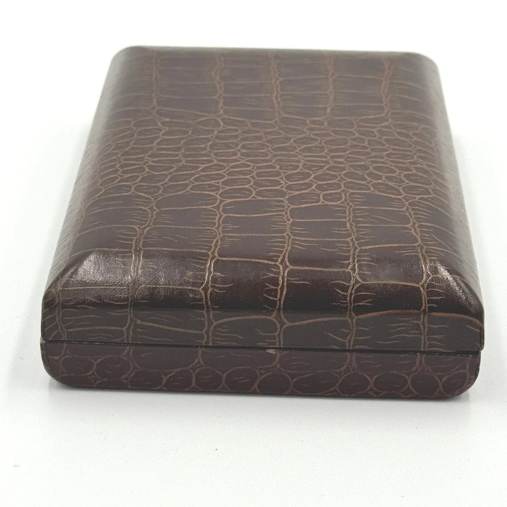 Vintage‎ Croc Style Jewelry Box Small Brown Hinged Case